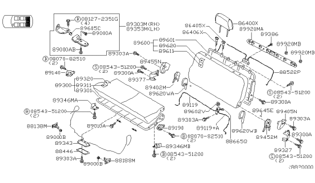 2004 Nissan Quest Bolt Diagram for 01121-06671