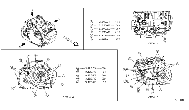 2009 Nissan Quest Torque Converter,Housing & Case Diagram 2