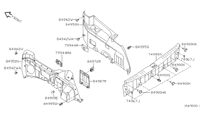 2005 Nissan Quest Trunk & Luggage Room Trimming Diagram 3