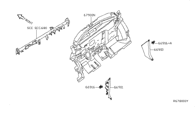 2007 Nissan Quest Finisher-Dash Side,LH Diagram for 66901-ZM70A
