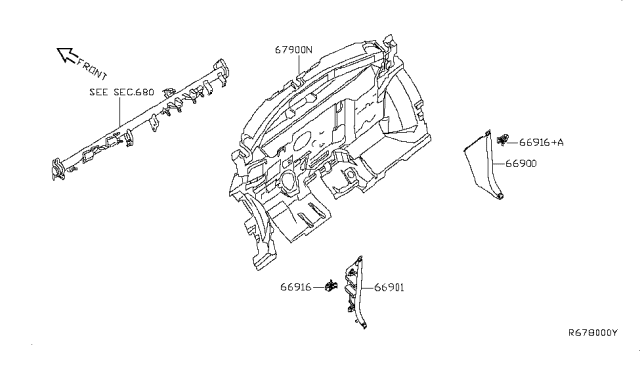 2007 Nissan Quest Finisher-Dash Side,RH Diagram for 66900-ZM75C