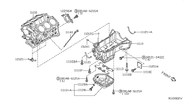 2008 Nissan Quest Cylinder Block & Oil Pan Diagram 1