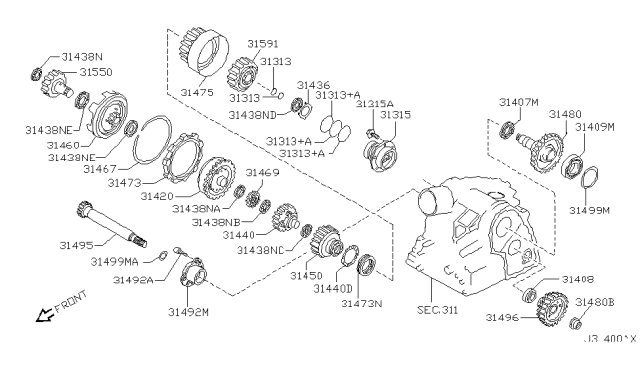 2004 Nissan Quest Governor,Power Train & Planetary Gear Diagram 2