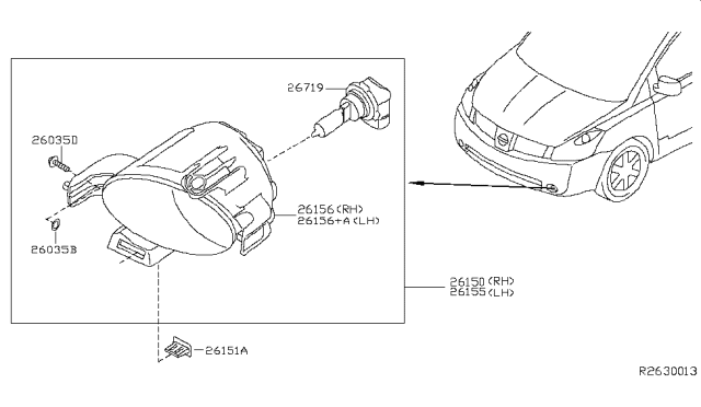 2005 Nissan Quest Fog,Daytime Running & Driving Lamp Diagram 1