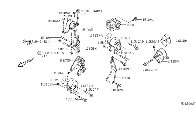 2005 Nissan Quest STOPPER-Engine Mounting Diagram for 11215-8Y100