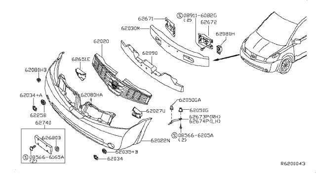 2010 Nissan Quest Front Bumper Diagram