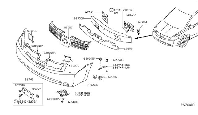 2005 Nissan Quest Front Bumper Diagram