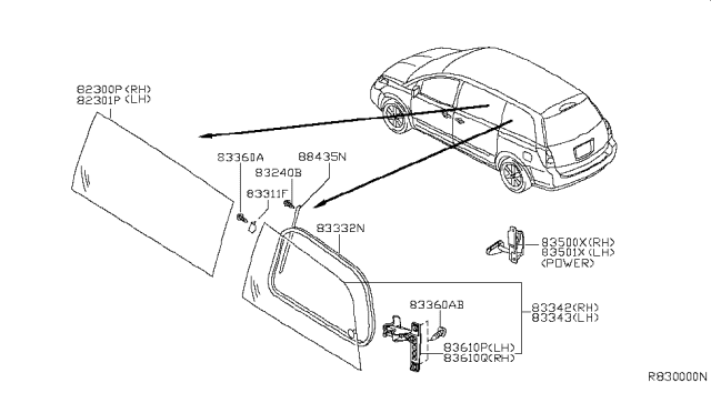 2006 Nissan Quest Side Window Diagram 1