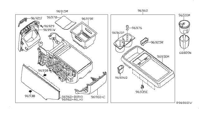 2007 Nissan Quest Finisher-Console Diagram for 96931-ZM70C