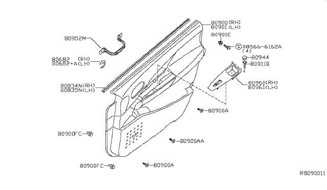 2004 Nissan Quest Clip-Finisher Diagram for 01553-0095U