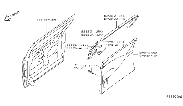 2007 Nissan Quest Cap-UPPERGARNISH Diagram for 82928-5Z002