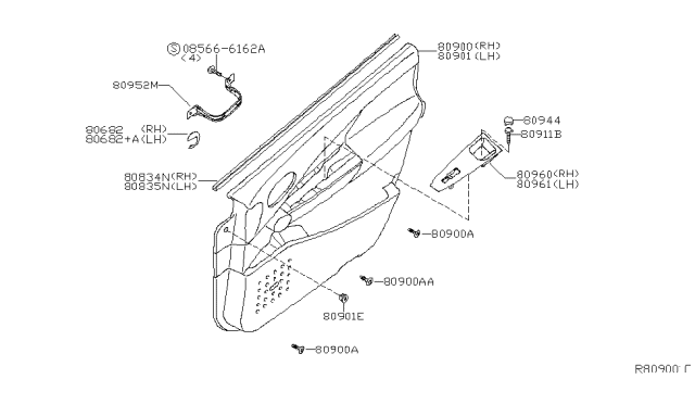 2006 Nissan Quest Front Door Trimming Diagram 2