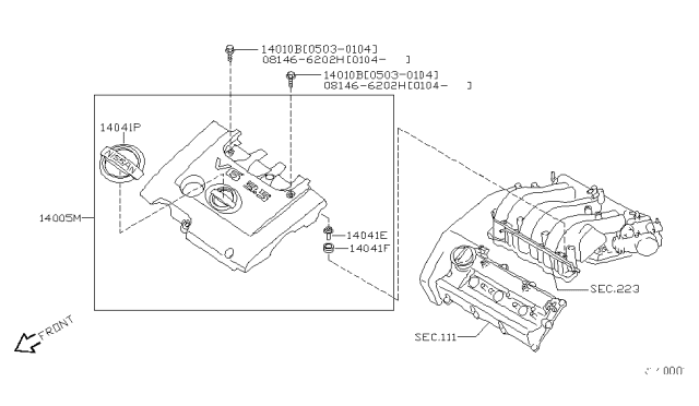 2005 Nissan Quest Cover-Intake Manifold Collector Diagram for 14041-3Z10A