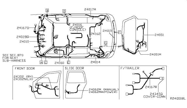 2006 Nissan Quest Harness-Main Diagram for 24010-ZM90D