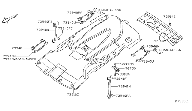 2005 Nissan Quest Hanger-Coat Diagram for 73949-5Z000