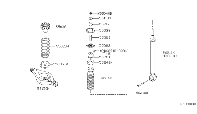 2004 Nissan Quest Bracket ASY-Shock Absorb Mounting Diagram for 55322-CA000