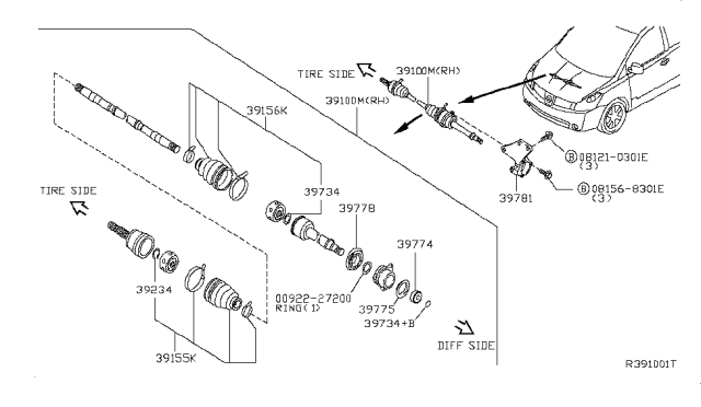 2006 Nissan Quest Front Drive Shaft (FF) Diagram 1