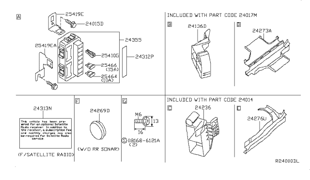 2006 Nissan Quest Bracket-Junction Diagram for 24350-5Z000