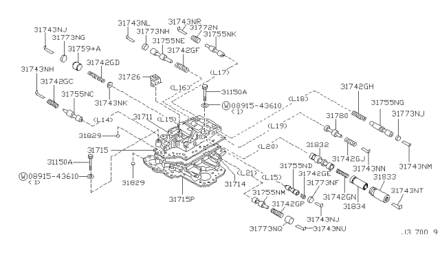 2004 Nissan Quest Body-Upper,Control Valve Diagram for 31711-85X00