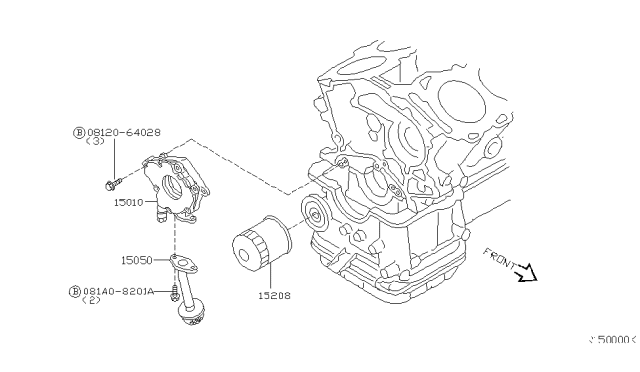 2008 Nissan Quest Oil Strainer Assembly Diagram for 15050-31U0A