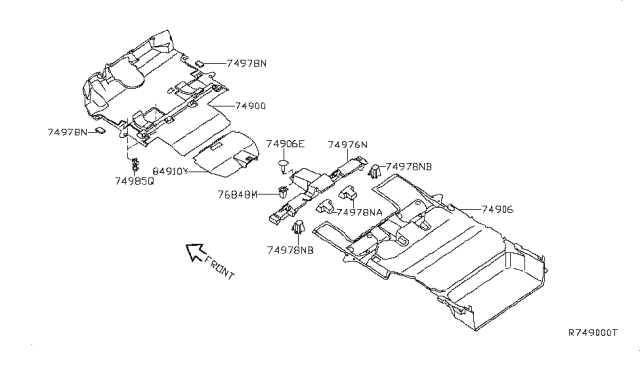 2008 Nissan Quest Carpet Assy-Floor Diagram for 74902-ZM74C