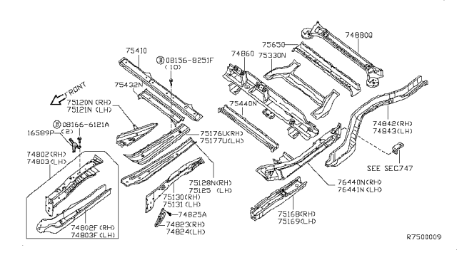 2005 Nissan Quest Member & Fitting Diagram 1