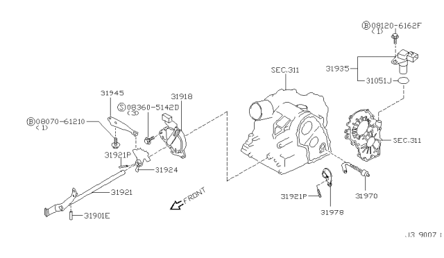 2005 Nissan Quest Plate Assy-Manual Diagram for 31924-89X00