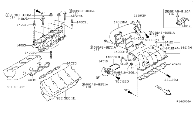 2005 Nissan Quest Gasket-Intake Manifold Diagram for 14033-8J120
