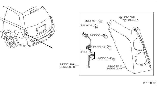 2007 Nissan Quest Rear Combination Lamp Diagram 2