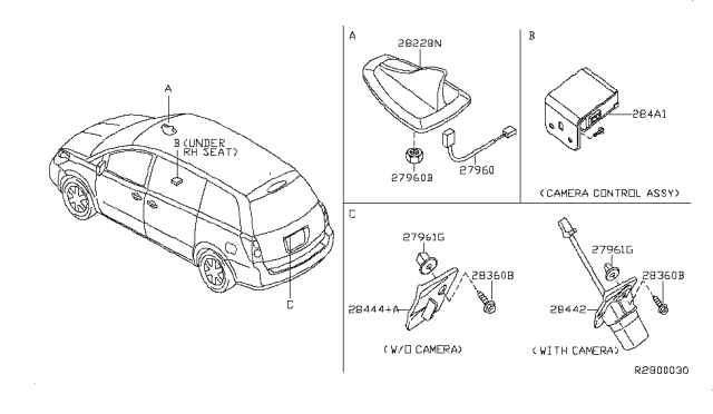 2010 Nissan Quest Controller Assy-Camera Diagram for 284A1-ZM00A