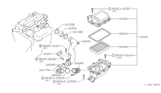 1987 Nissan 200SX Cover Assembly-Air Cleaner Diagram for 16526-32F10
