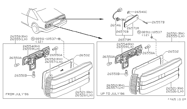 1988 Nissan 200SX Rear Combination Lamp Diagram 2