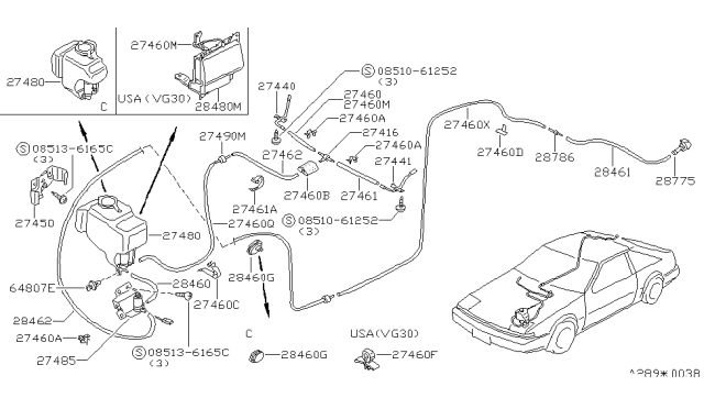 1987 Nissan 200SX Tank Windshield Washer Diagram for 28910-15F10