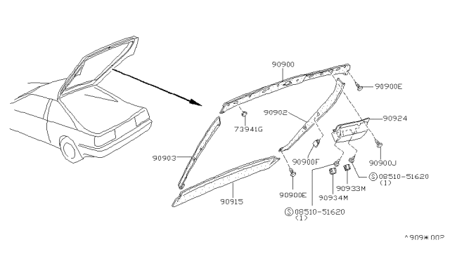 1987 Nissan 200SX GROMMET Gray Diagram for 79914-01F60