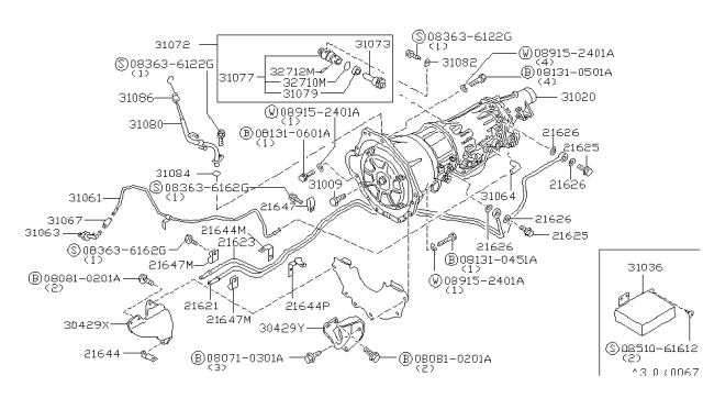 1986 Nissan 200SX Assembly Connector Diagram for 31062-N4200