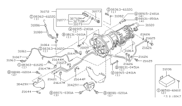 1984 Nissan 200SX Auto Transmission,Transaxle & Fitting Diagram 2