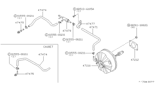 1987 Nissan 200SX Hose Booster Diagram for 47474-08F00