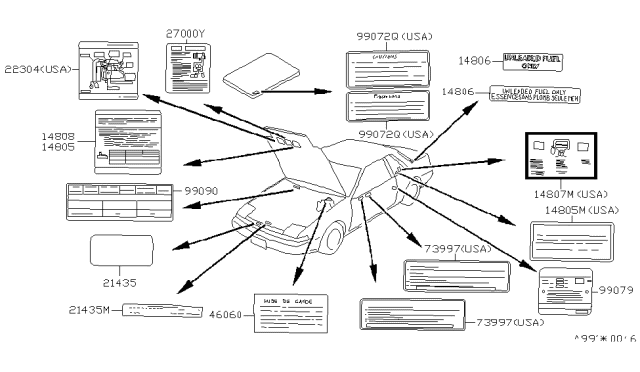 1986 Nissan 200SX Emission Label Diagram for 14805-28F01