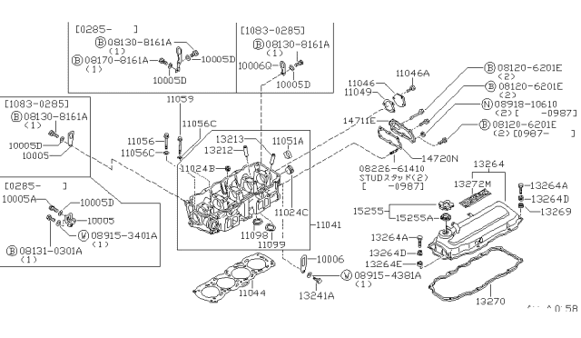 1985 Nissan 200SX Cylinder Head & Rocker Cover Diagram 2