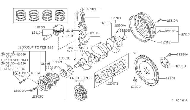 1987 Nissan 200SX Bolt-Hex Diagram for 08130-61210