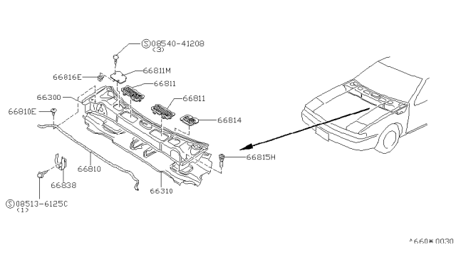 1988 Nissan 200SX COWL Top Diagram for 66100-06F00