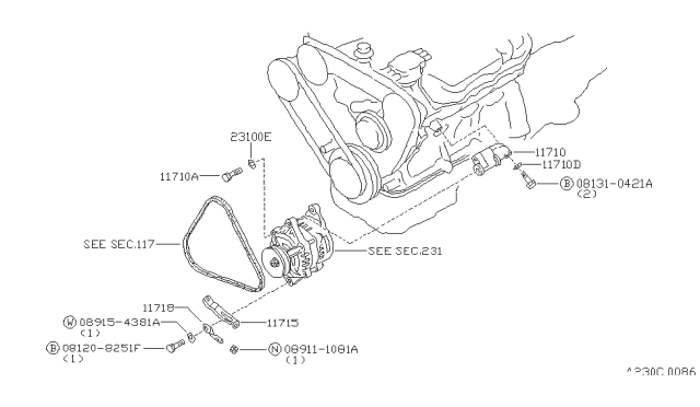 1988 Nissan 200SX Bar-Adjust ALTERNATOR Diagram for 11715-F6100