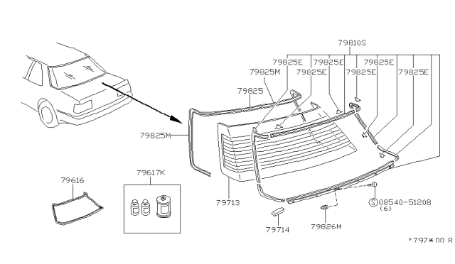 1985 Nissan 200SX Clip Side Low Diagram for 79744-01F99
