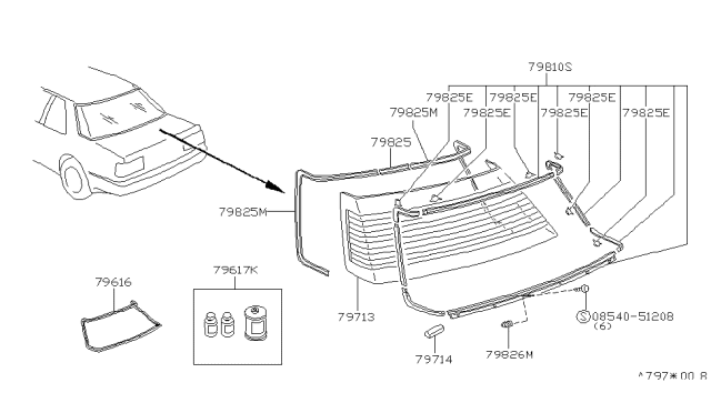 1988 Nissan 200SX Rear Window Diagram