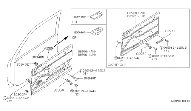 1987 Nissan 200SX Plug-ARMREST Gray Diagram for 80942-01F00