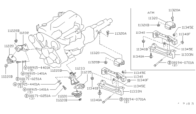 1988 Nissan 200SX Engine & Transmission Mounting Diagram 2