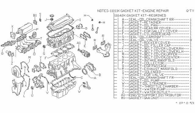 1988 Nissan 200SX Engine Gasket Kit Diagram 2