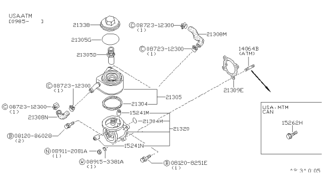 1986 Nissan 200SX Stud Exhaust Tube Diagram for 14070-32F00