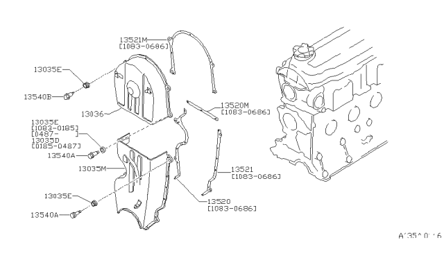 1987 Nissan 200SX Cover-Front Diagram for 13560-01E00