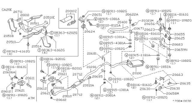 1987 Nissan 200SX INSULATOR-Heat Exhaust Diagram for 20515-08F00